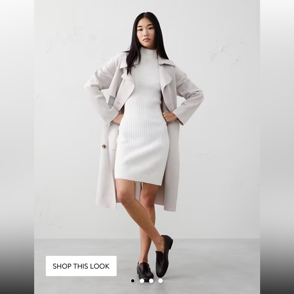Banana Republic Factory Cream Ribbed Midi Dress